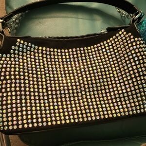 Black Rhinestone Embellished Women's Bag By Natalie Mills, New